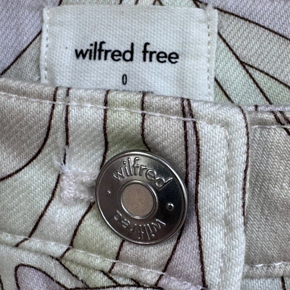 Wilfred Free Vera Pants Size 0 Green Gray Swirl Printed Cotton Stretch Twill - Picture 3 of 14